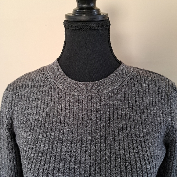 H&M Divided Sweater Women's Large Heathered Grey Ribbed Long Sleeve Top - Picture 5 of 10